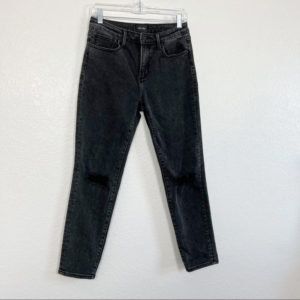 Driftwood Jeans Womens 26 Black Denim Gizelle‎ Skinny Ankle Distressed Grunge